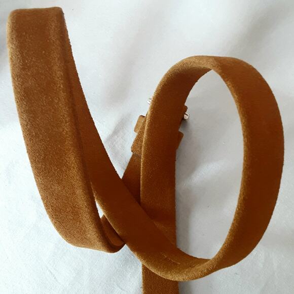 Zara Tan Split Leather Suede Skinny Belt  Made In Spain main image 4